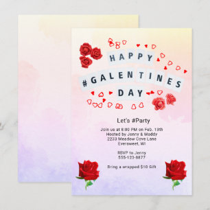 Frohen Galentine's Day Hashtag Lasst uns feiern Ro Einladung