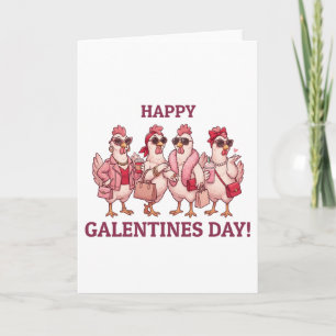 Frohen Galentines Tag Hühnertruppe Lustige Glam He Feiertagskarte