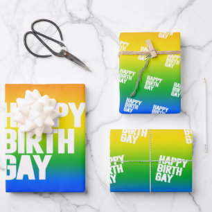 Frohen Geburtsgay Geschenkpapier Set