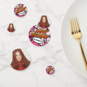 FROHEN GEBURTSTAG Foto-Spaß Retro-Comic-Book Konfetti