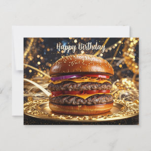 Frohen Geburtstag Juicy Hamburger auf dem Teller  Postkarte
