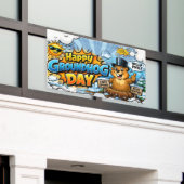 Frohen Groundhog Day Lustige Kulisse Banner (Äußeres Gebäude)