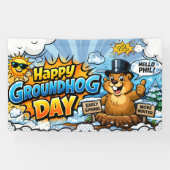 Frohen Groundhog Day Lustige Kulisse Banner (Horizontal)