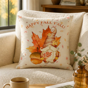 Frohen Herbst euch allen Gnom Blatt und Eichel Kissen