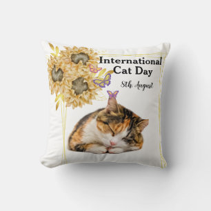 Frohen Internationalen Katzentag Orange Tabby Sonn Kissen