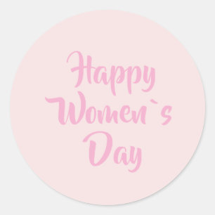 Frohen Internationaler Frauentag Blush Pink Runder Aufkleber