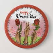 Frohen Internationaler Frauentag - Rote Knöpfe Hän Button (Vorderseite)