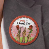 Frohen Internationaler Frauentag - Rote Knöpfe Hän Button