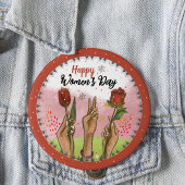 Frohen Internationaler Frauentag - Rote Knöpfe Hän Button