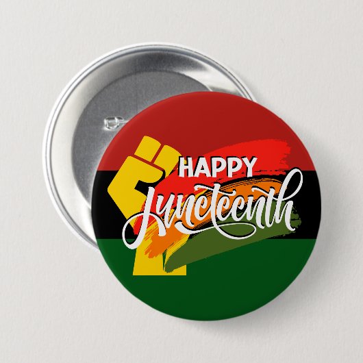 FROHEN JUNETEENTH Panafrikanisch Button (Vorne & Hinten)