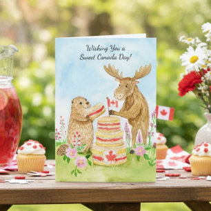 Frohen Kanada-Tag Biber- und Elch-Kuchen Karte