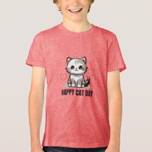 Frohen Katzen Tag Tri-Blend Shirt
