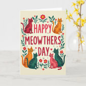 Frohen Katzenmuttertag Katzenkarte Karte (Gelbe Blume)