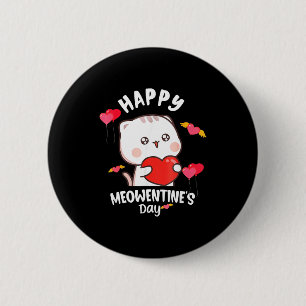 Frohen Meowentines Tag Lustige Mädchen Katzen Vale Button