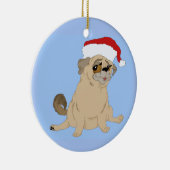 Frohen Mops-Weihnachten Keramikornament (Rechts)