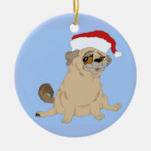 Frohen Mops-Weihnachten Keramikornament (Vorne)