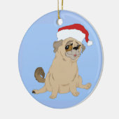Frohen Mops-Weihnachten Keramikornament (Links)