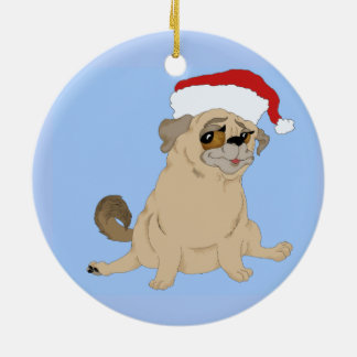 Frohen Mops-Weihnachten Keramikornament