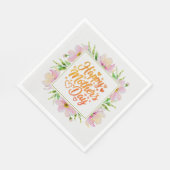 Frohen Muttertag Aquarell Rosa Blumen Serviette (Ecke)