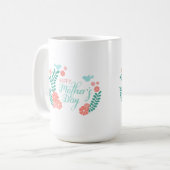 Frohen Muttertag, blau und rosa floral Kaffeetasse (Vorderseite Links)