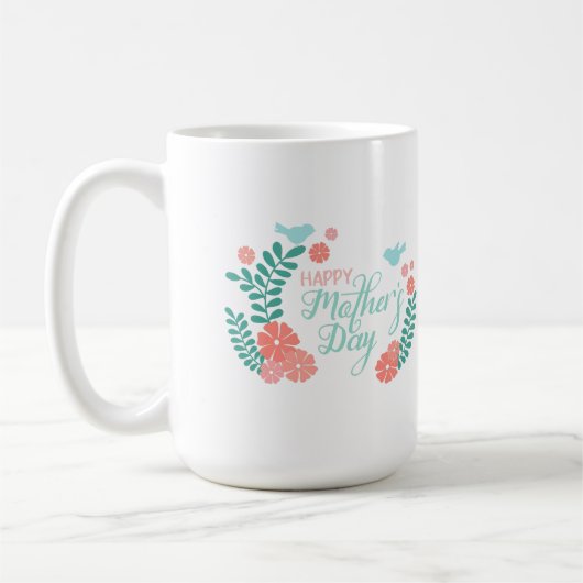 Frohen Muttertag, blau und rosa floral Kaffeetasse (Links)