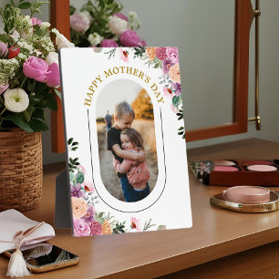 Frohen Muttertag Blumen Wasserfarbe Foto Geschenk Fotoplatte