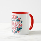 Frohen Muttertag - Botanisches Herz & Schrift Tasse (VorderseiteRechts)