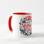 Frohen Muttertag - Botanisches Herz & Schrift Tasse (Vorderseite Links)