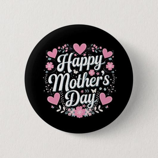 Frohen Muttertag Cute Floral Mama Oma Button (Vorderseite)