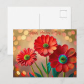 Frohen Muttertag Drei rote Gänseblümchen Benutzerd Postkarte (Vorne/Hinten)