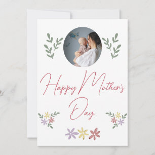 Frohen Muttertag einfache Blume Mutter & Baby Foto Feiertagskarte