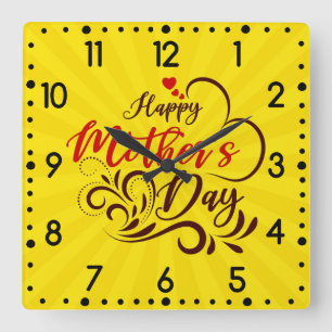 Frohen Muttertag Elegantes Design-23331 Säulenkerz Quadratische Wanduhr