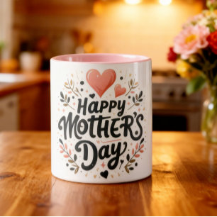 Frohen Muttertag - Florale Typografie-Kunst Tasse
