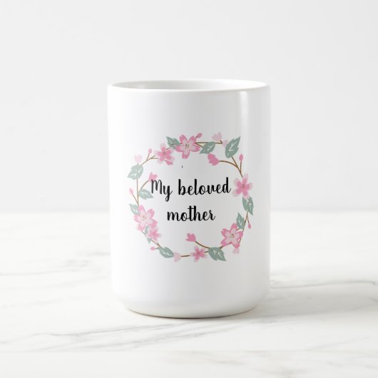 Frohen Muttertag – Florales Kranz-Grußdesign Kaffeetasse (Mittel)