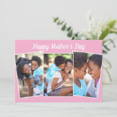 Frohen Muttertag Fotocollage Cute Pink Karte (Stehend Vorderseite)