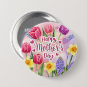 Frohen Muttertag, Frühlingsblumen, Button (Vorne & Hinten)