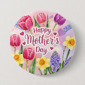 Frohen Muttertag, Frühlingsblumen, Button (Vorderseite)