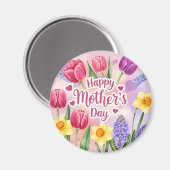 Frohen Muttertag, Frühlingsblumen, Magnet (Vorderseite/Rückseite)