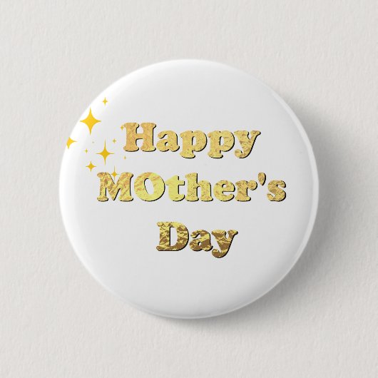 Frohen Muttertag. Goldene einfache Schrift Kalligr Button (Vorderseite)
