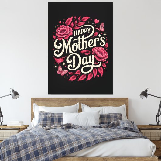 Frohen Muttertag Hübsche Blumige Mama Leinwanddruck (Insitu (Schlafzimmer))