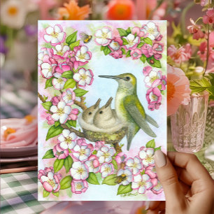 Frohen Muttertag Kolibri Rosa Blüten Karte