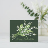 Frohen Muttertag. Maiglöckchen-Blumen. Feiertagspostkarte (Stehend Vorderseite)