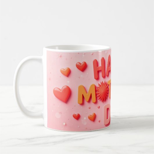 Frohen Muttertag mit Herzen Kaffeetasse (Links)