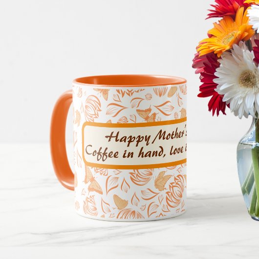 Frohen Muttertag mit Orange Butterfly Muster Tasse