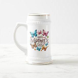 Frohen Muttertag mit Schmetterlingen Clipart Bierglas
