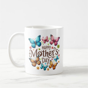 Frohen Muttertag mit Schmetterlingen Clipart Kaffeetasse