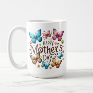 Frohen Muttertag mit Schmetterlingen Clipart Kaffeetasse