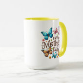 Frohen Muttertag mit Schmetterlingen Clipart Tasse (VorderseiteRechts)