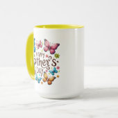 Frohen Muttertag mit Schmetterlingen Clipart Tasse (Vorderseite Links)