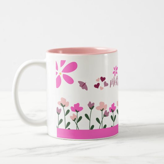 Frohen Muttertag Multifarben-Design Zweifarbige Tasse (Links)